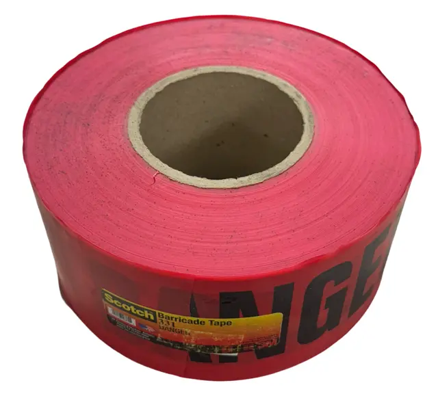 3M 331 Barricade Tape 3" x 1000 ft, 3 mil Thick, Red Danger USA Made