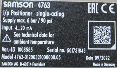 NEW SAMSON 4763 CONTROL VALVE 3" 4763-01200321000000.05 34005295 3281-1 A216WCC