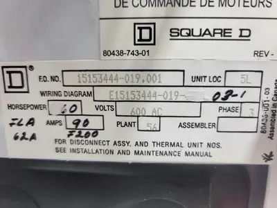 USED SQUARE D MODEL 6