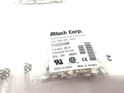 New | in-Stock Altech Crimp Ferrule Terminals 20AWG/0.5sqmm PACKS OF 100, LOT OF 4 Electrical Fittings Michigan US | Maverick Industrial Sales #1390897