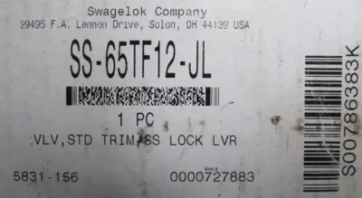 NEW SWAGELOK SS-65TF12-JL BALL VALVE 3/4" SS65TF12JL