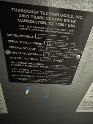 USED TURBOCHEF I5