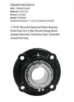 New | in-Stock Rexnord Link-Belt FB22647HHCK81A Bearings Indiana US | J&J Industrial Supply #1455749