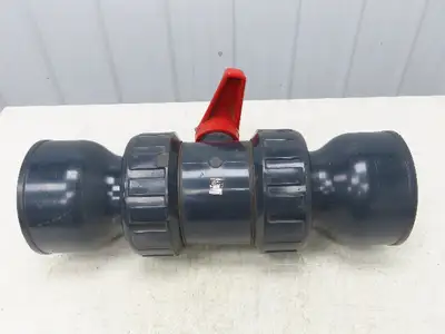 Asahi 111605060 PVC 4" Ball Valve 6" Glue In Socket 2 Way FPM Seal 150PSI