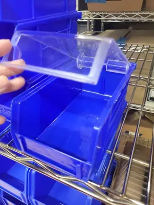 Set of 12 Blue Plastic Storage Bins with Lids