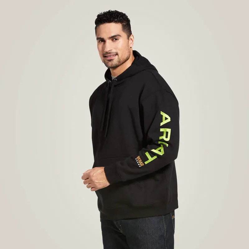 Ariat Rebar Graphic Hoodie Wookwear Black/Lime Water Resistant Size XL