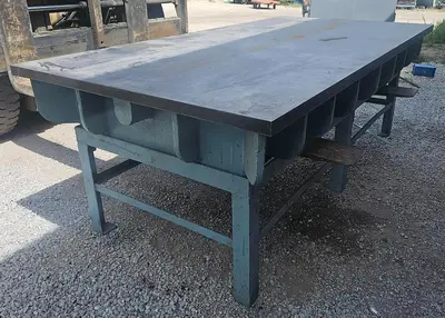 USED CAST IRON 8' X 4' LAYOUT TABLE