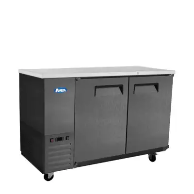 New | in-Stock Atosa New Atosa SBB69GRAUS2 69" Back Bar Cooler Shallow Depth - Black Bottle Coolers Illinois US | Falcon Restaurant Supply #1375384