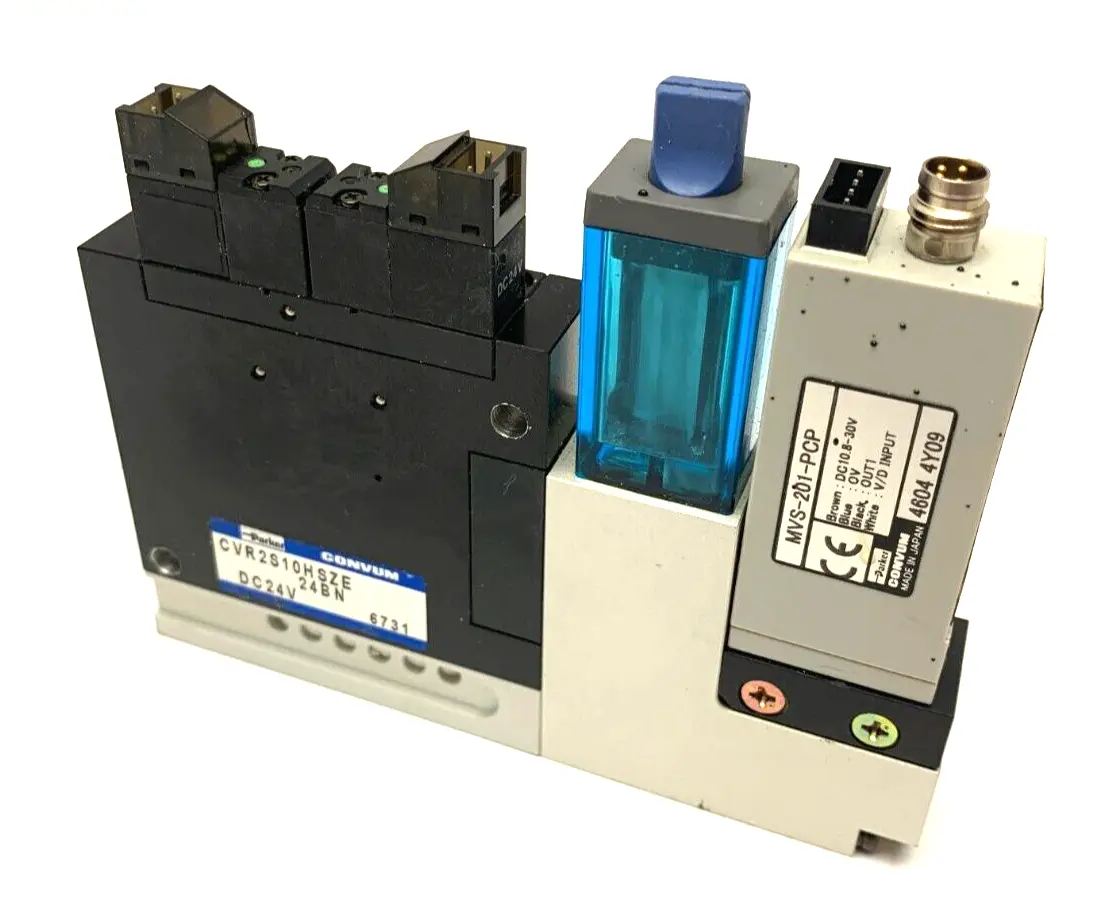 CVR2S10HSZE 24BN | Parker Convum  Vacuum Generator w/ MVS-201-PCP Pressure Sensor - Used