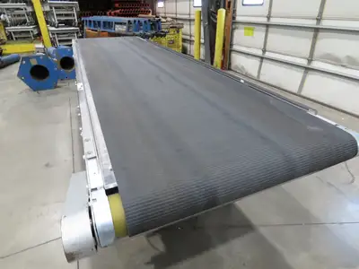 Habasit 38"x 11' 6" Slider Bed Conveyor 33.5"W Grip Belt 220V 3PH 5FPM