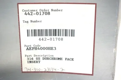 NEW DURAMETALLIC AEPH4000HE3 316 SS DURACHROME FACE INSERT
