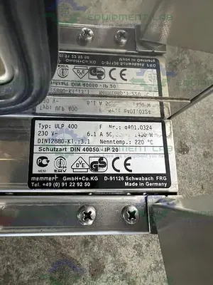 USED MEMMERT ULP 400 ELECTRONICALLY CONTROLLED DRYING OVEN 220°C