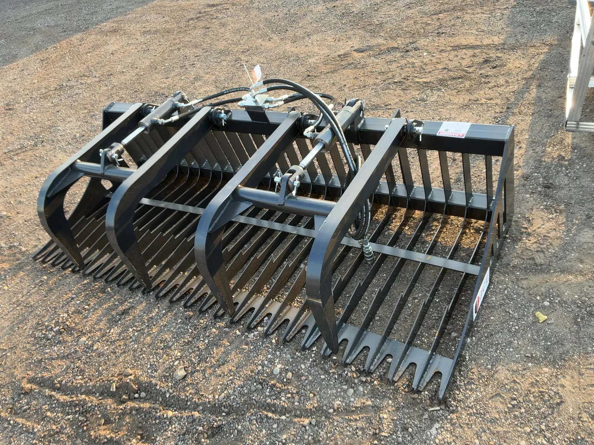 New JCT 84” Rock Bucket Grapple Skid Steer Attachment, Universal Quick Attach, Two Hydraulic Grapple...