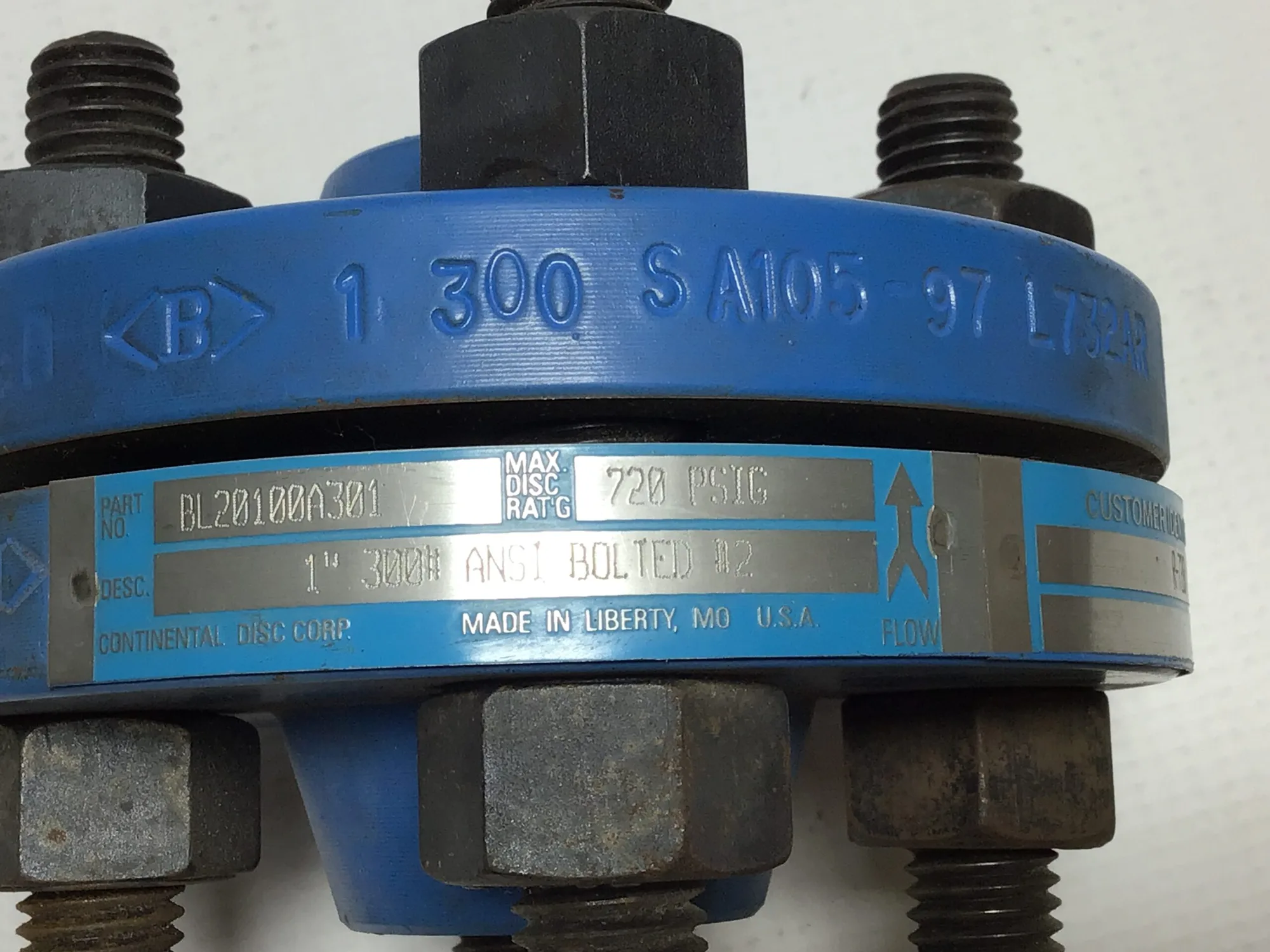 Continental Disc Corp BL20100A301 Rupture Disc Holder