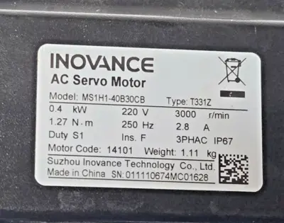 Inovance AC Servo Motor MS1H1-40B30CB Gear CST-56X45