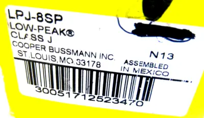 NEW LOT OF 6 BUSSMANN LPJ-8SP FUSES LPJ8SP