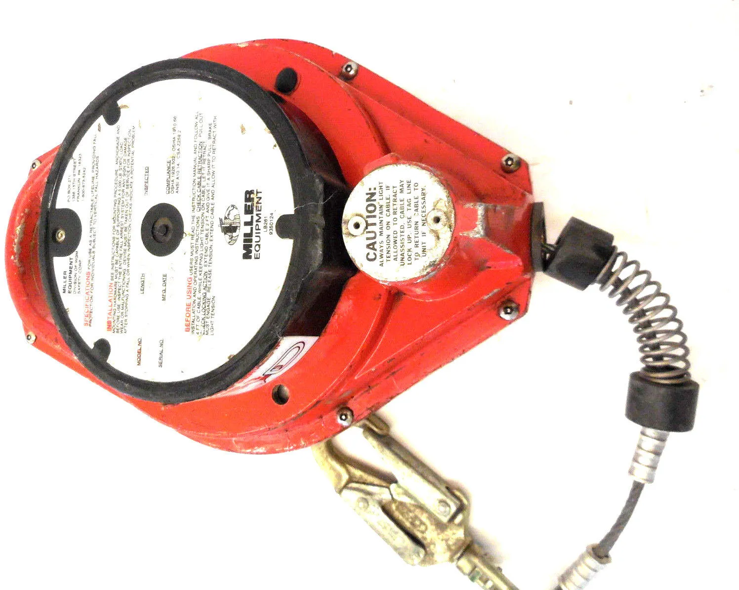 MILLER EQUIPMENT M55-50G RETRACTABLE LIFELINE 50' LENGTH M5550G