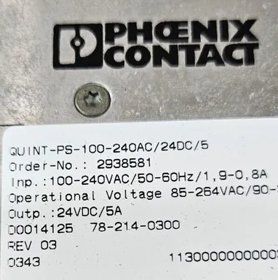 Phoenix Contact Quint-PS-100-240AC/24DC/5. Power Supply. 4E-22