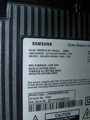 65" Samsung QB65R HDR 4K UHD (Ultra-High Def) Commercial Smart LED Display