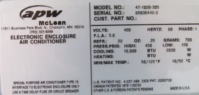 NEW APW MCLEAN 47-1026-305 AIR CONDITIONER 10000 BTU 471026305