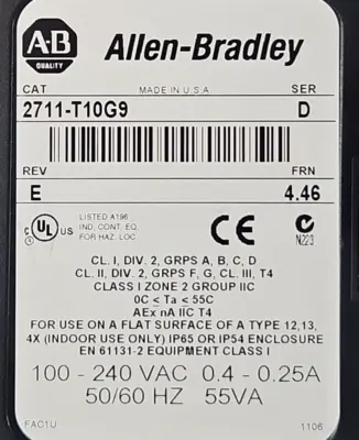 Allen Bradley 2711-T10G9 Ser D PanelView 1000 (BIN221)