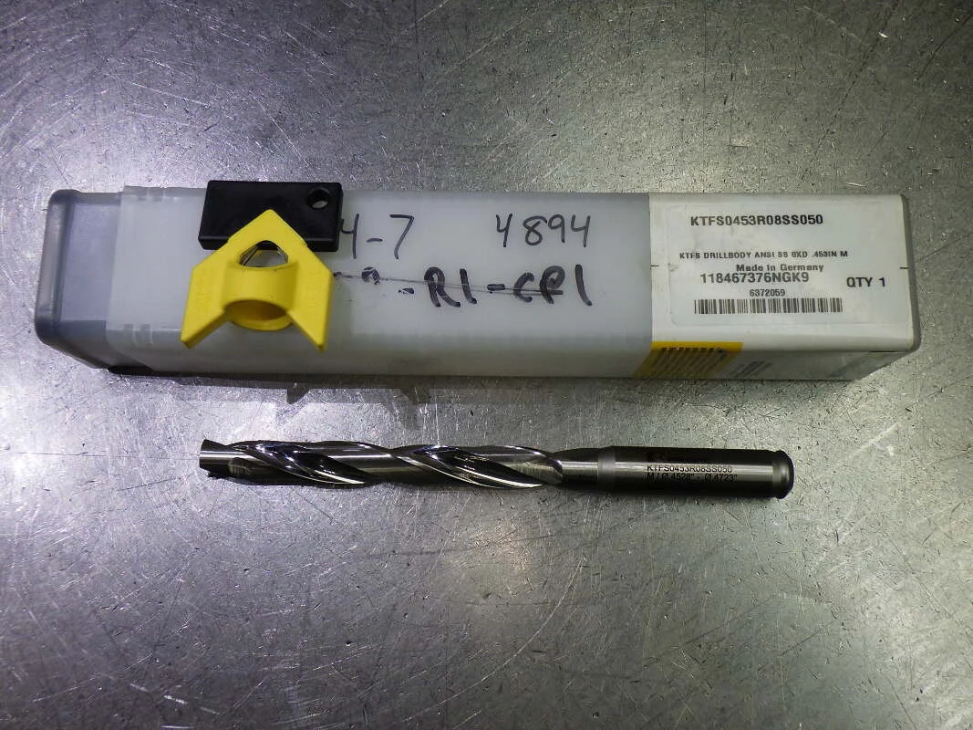 Kennametal .453" Coolant Thru 8xd Drill 1/2" Shank KTFS0453R08SS050 (LOC2978D)