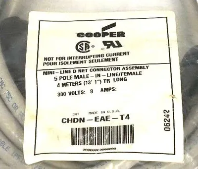 NEW COOPER CHDN-EAE-T4 MALE FEMALE CONNECTOR CABLE CHDNEAET4