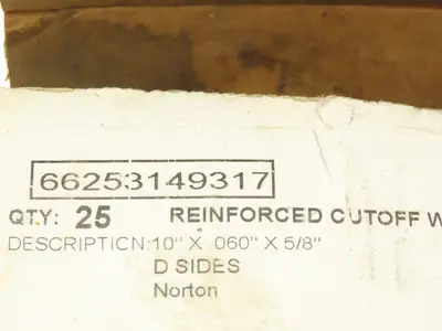 Norton Abrasives 66253149317 Cutoff Wheel 10 " x  .060" x 5/8" Box of 25
