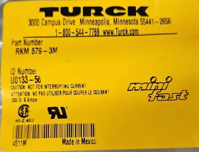 TURCK RKM 579-3M PLC Cable Loc 5K