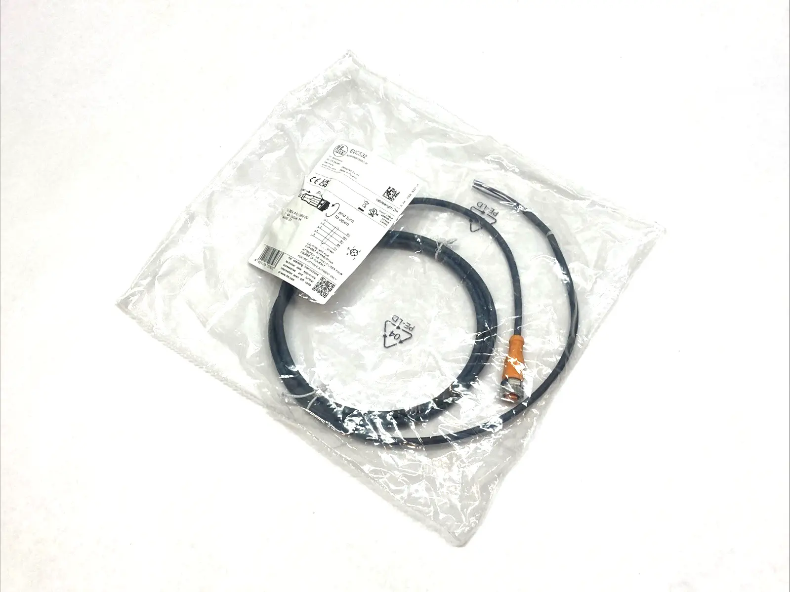 New | in-Stock IFM Shielded Cable 5-Pin Female 2m 30VAC 36VDC 4A/3A Cable & Wire Michigan US | Maverick Industrial Sales #1391060