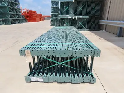 Interlake 12' x 24" Teardrop Pallet Racking Upright 3x3" Leg 23900Lb Green