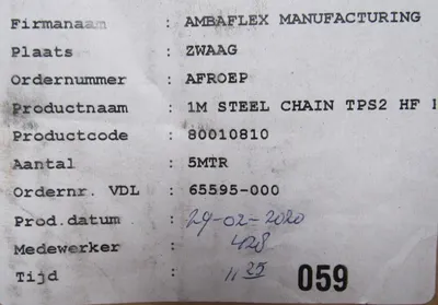 NEW AMBAFLEX 80010810 CHAIN 16′ 5MTR 1M STEEL CHAIN TPS2 HF 1