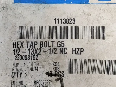 USED FASTENAL HEX TAP BOLT 1/2"-13X2-1/2" SAE J429 GRADE 5