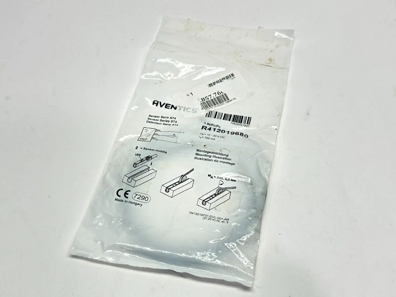 R412019680 | Aventics  ST4 Series T-Slot Sensor 4mm 100mA 10-30V DC 3m Length - New