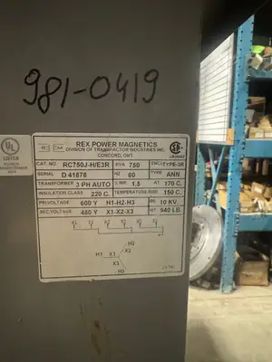 750 KVA - 600v to 480V 3 Phase Auto-transformer