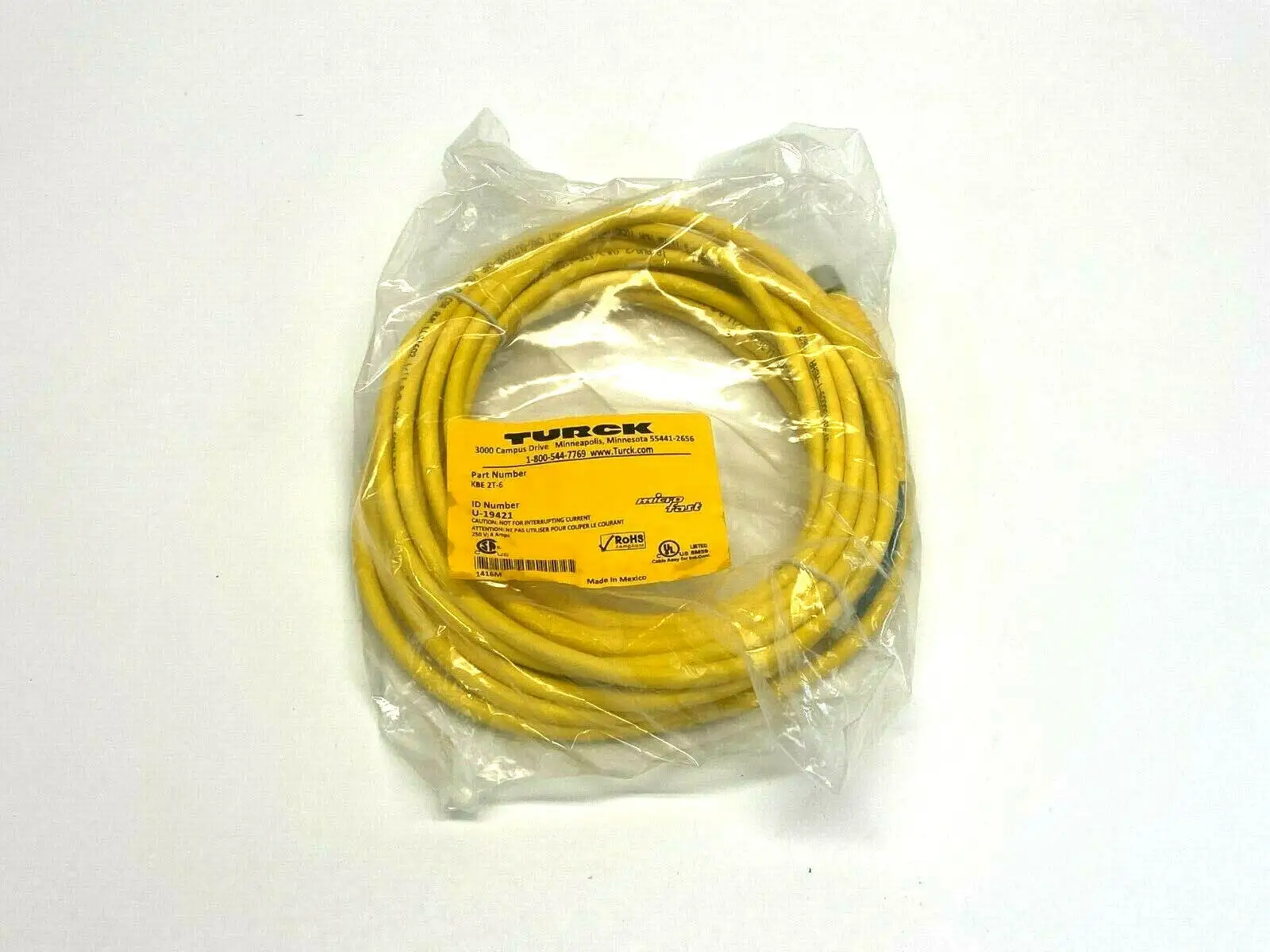 KBE 2T-6 | Turck  Microfast Single-Ended Cordset U-19421 - New