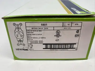 New | in-Stock Leviton Single Straight Blade, Outlet Receptacle Brown, NEMA 5-20R LOT OF Electrical Fittings Michigan US | Maverick Industrial Sales #1402963