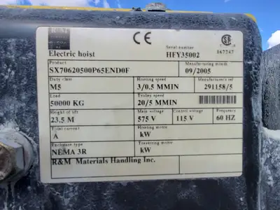 USED 2005 R&M MATERIALS HANDLING SX70620500P65END0F