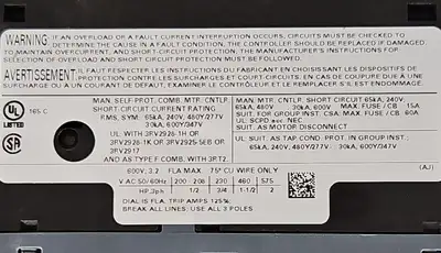 USED Siemens Siemens 3RV2021-1DA10