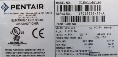 NEW PENTAIR T150116G120 AIR CONDITIONER 800 BTU