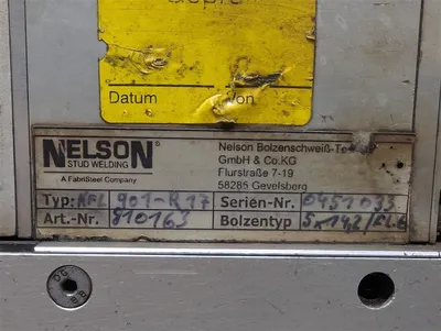 Nelson KFL 901-R17 Stud Welder Gun Assembly for Automation 751-694-010 Used