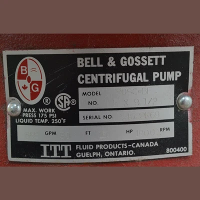 Bell & Gossett 5 x 9.5 Pump