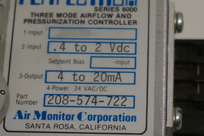 AIR MONITOR CORPORATION 208-574-722 AIRFLOW & PRESSURE CONTROLLER 208574722