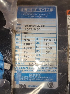 New | in-Stock Leeson 387458943895897438539480 Gearmotors California US | Amiron Machinery #1495077