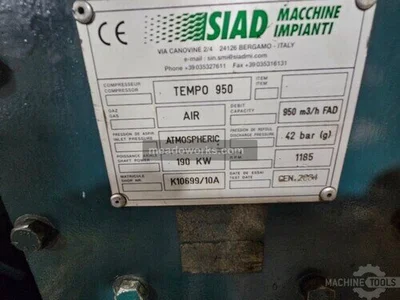 Used 2004 SIAD TEMPO 950 - HIGH PRESSURE High Pressure Air Compressors Illinois US | Meadoworks #1498322