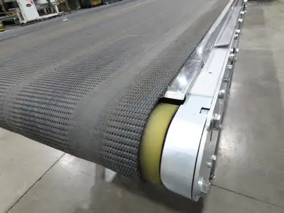 Habasit 38"x 11' 6" Slider Bed Conveyor 33.5"W Grip Belt 220V 3PH 5FPM