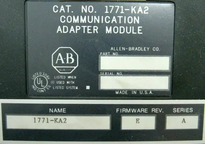 USED ALLEN BRADLEY 1771-KA2 ADAPTER MODULE SER A REV E 1771KA2