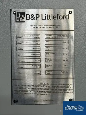 New | in-Stock B&P Littleford 240 MM B&P Littleford TriVolution Series 24 Compounding System Littleford Mixers Ohio US | Federal Equipment Company #1338411