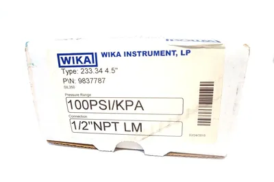 NEW WIKA 9837787 PRESSURE GAUGE TYPE 233.34 4.5"