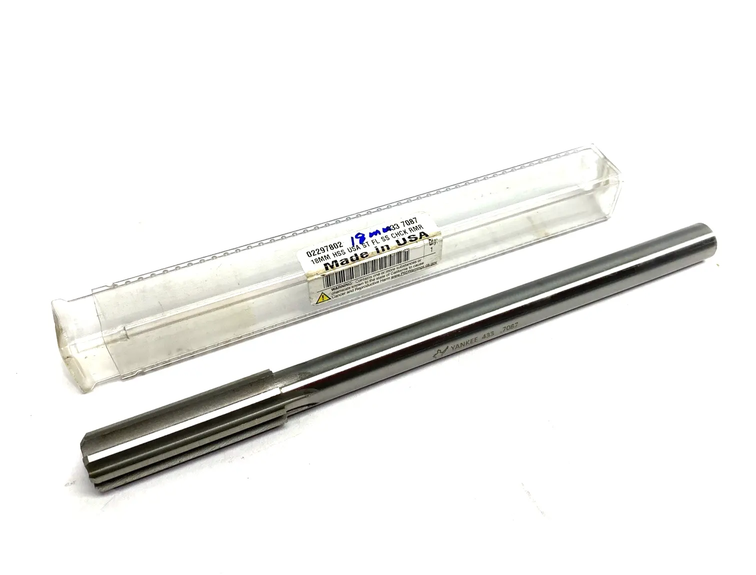 02297802 | Chucking Reamer: 18.00 mm, 9" OAL, 2-1/4" Flute Length, Straight - Used